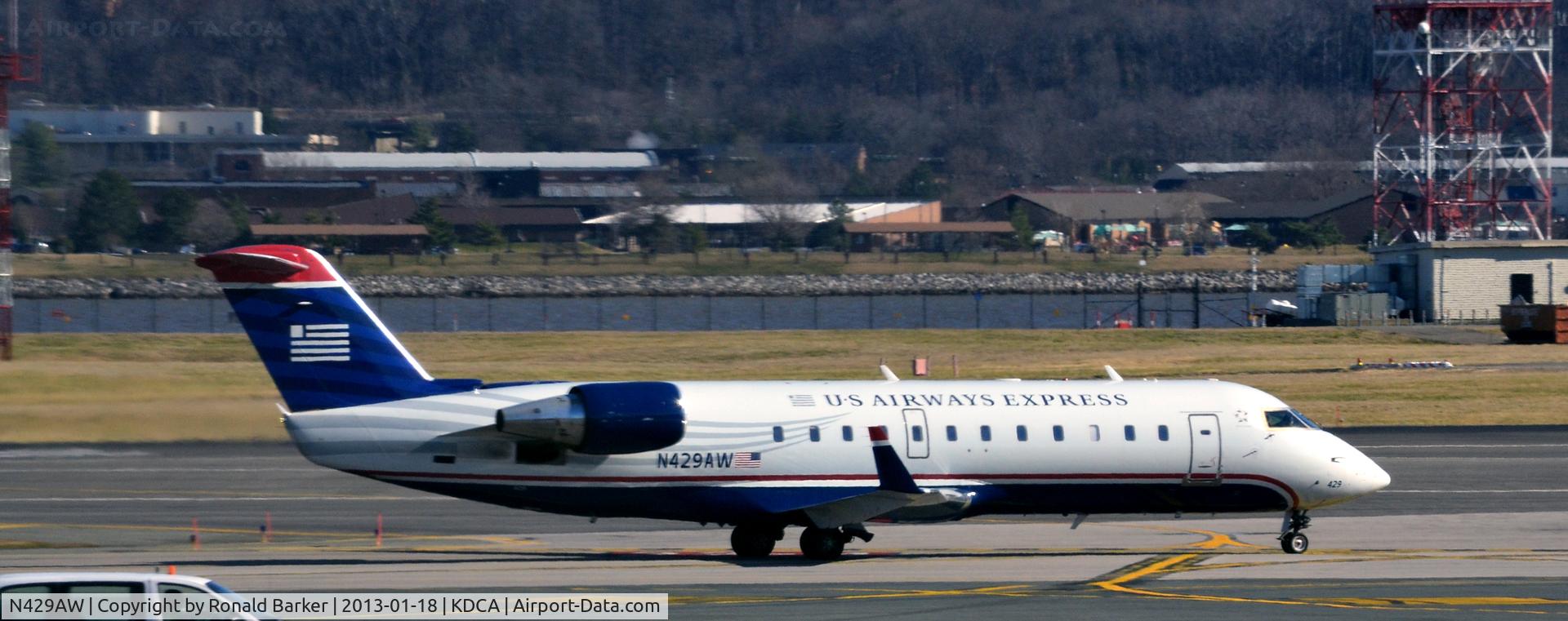 N429AW, 2002 Bombardier CRJ-200LR (CL-600-2B19) C/N 7711, Taxi DCA