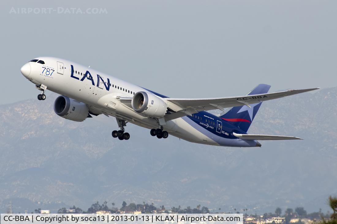 CC-BBA, 2012 Boeing 787-8 Dreamliner C/N 38471, LAN Boeing 787 departing LAX