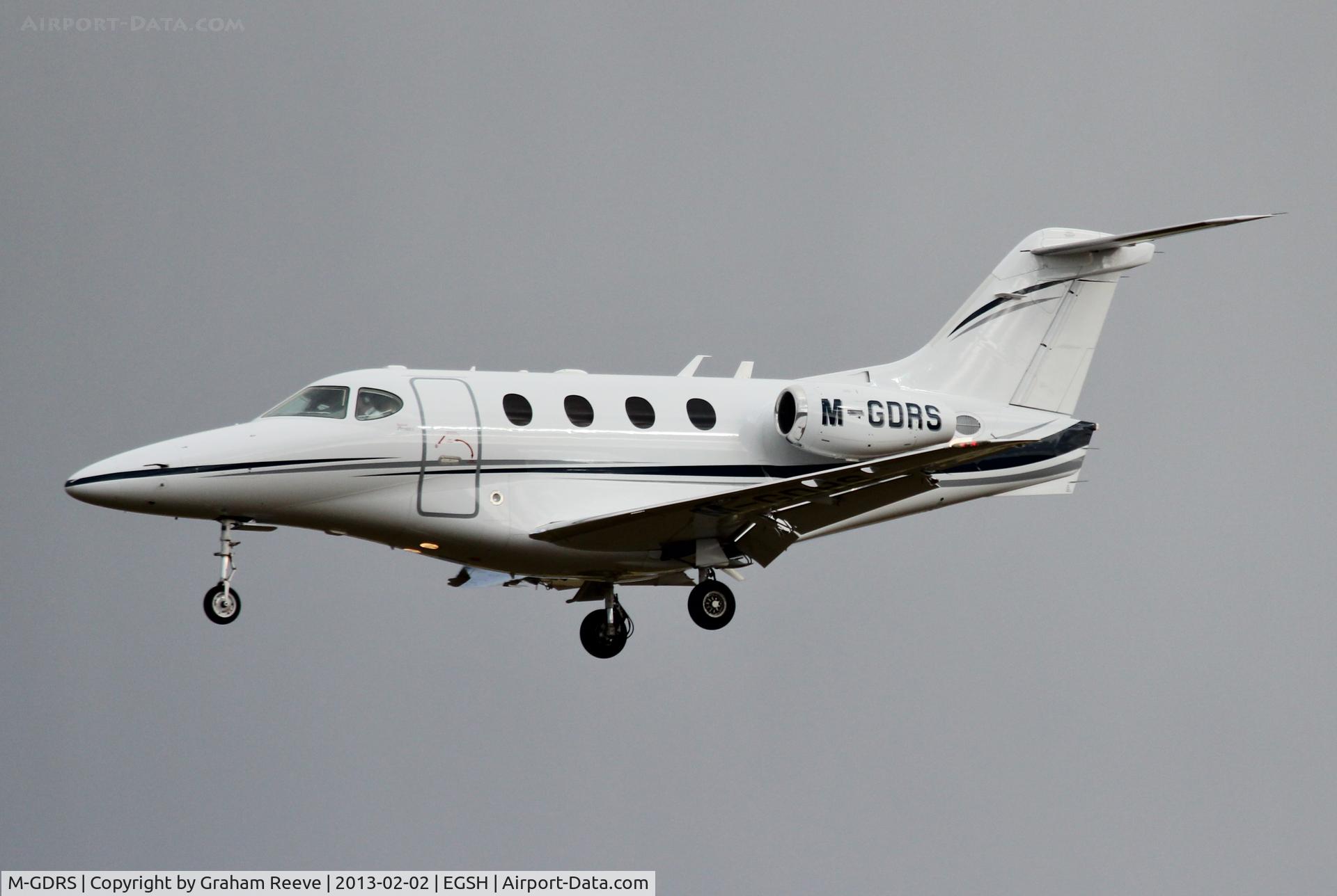 M-GDRS, 2002 Raytheon 390 Premier I C/N RB-35, About to land at Norwich.
