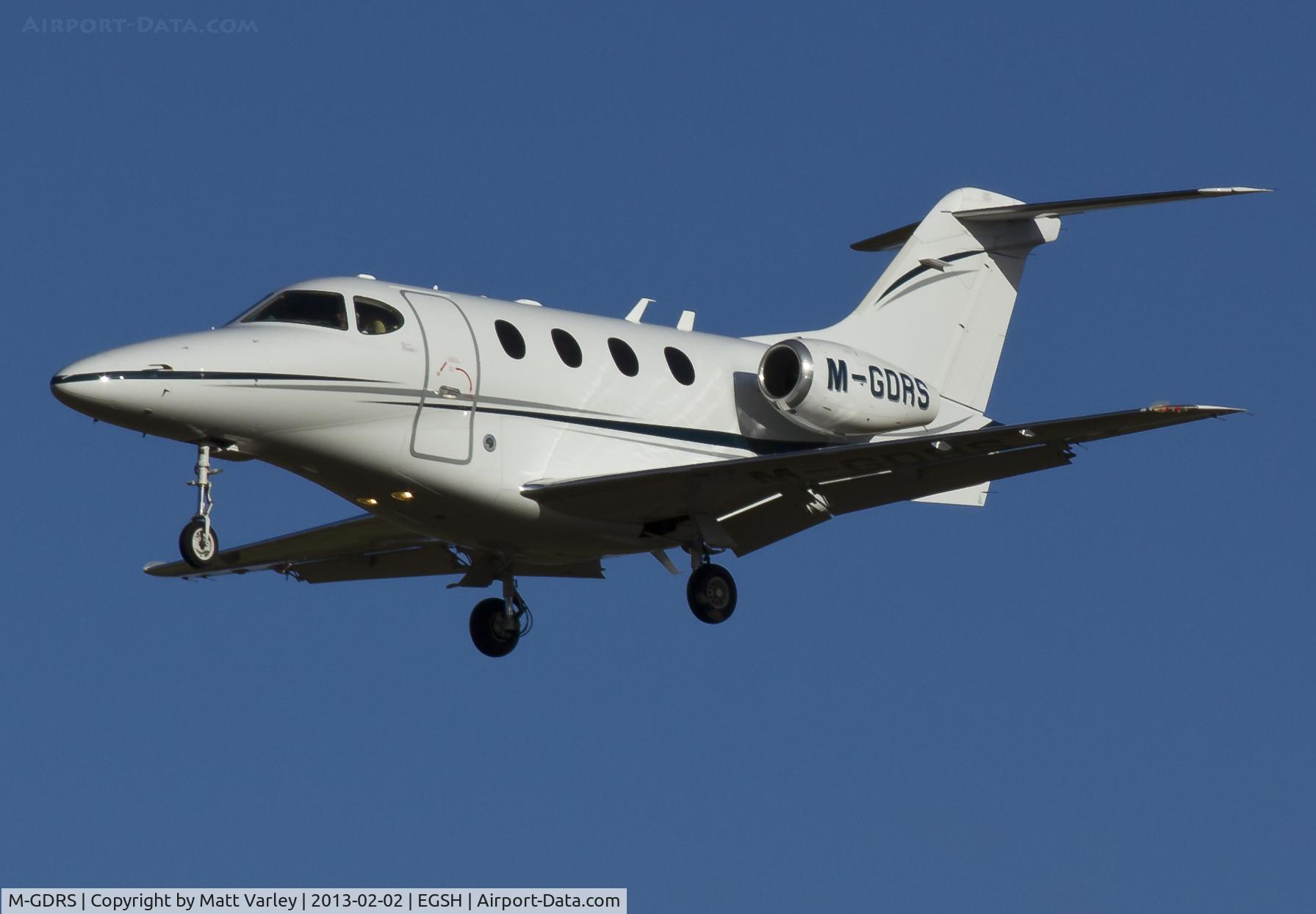 M-GDRS, 2002 Raytheon 390 Premier I C/N RB-35, On approach to EGSH for a touch & go...