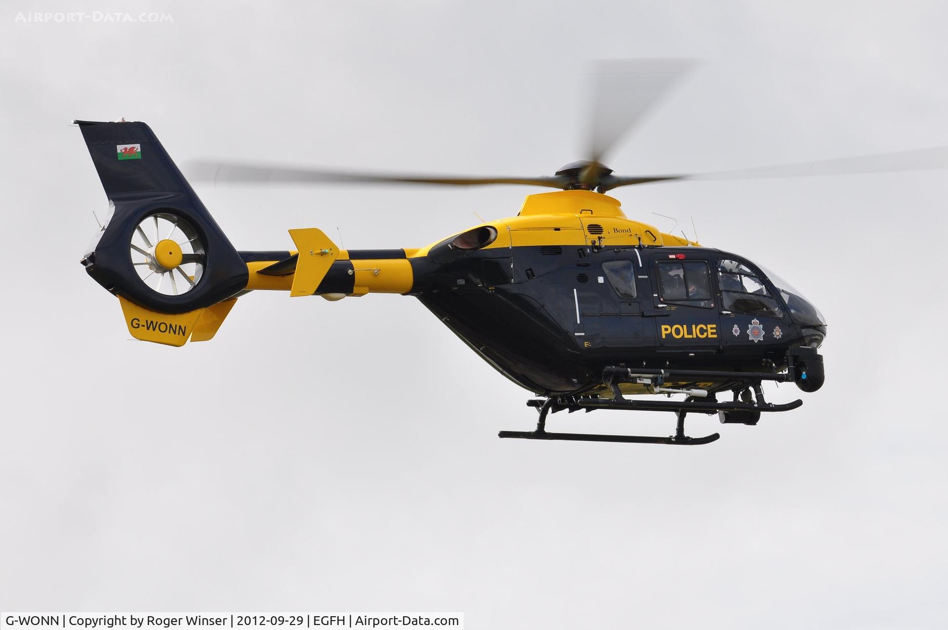 G-WONN, 2007 Eurocopter EC-135T-2+ C/N 0597, South and East Wales Police Air Support Unit helicopter (Police 32) departing. Marked HEDDLU on the port side.