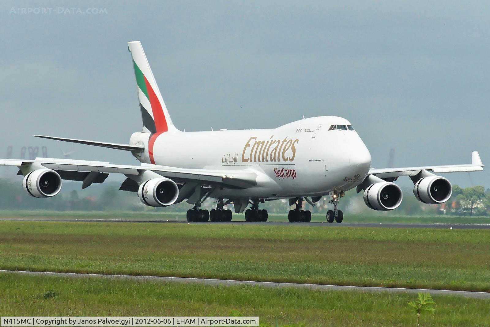 N415MC, 2002 Boeing 747-47UF C/N 32837, Emirates Sky Cargo (Atlas Air) Boeing B747-47UF/SCD landing in EHAM/AMS
