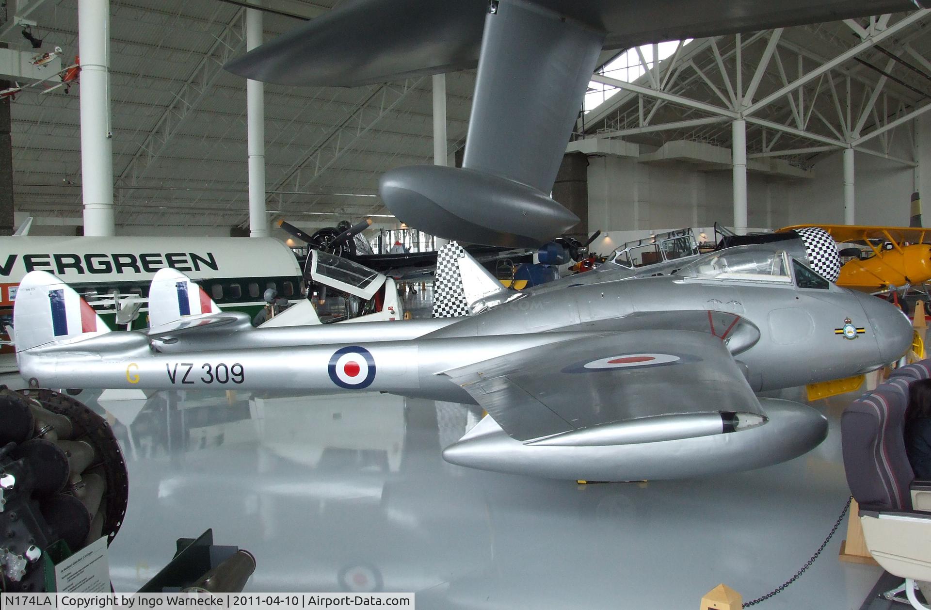 N174LA, De Havilland DH.100 Vampire FB.52 C/N IB-1686, De Havilland D.H.100 Vampire FB52 at the Evergreen Aviation & Space Museum, McMinnville OR