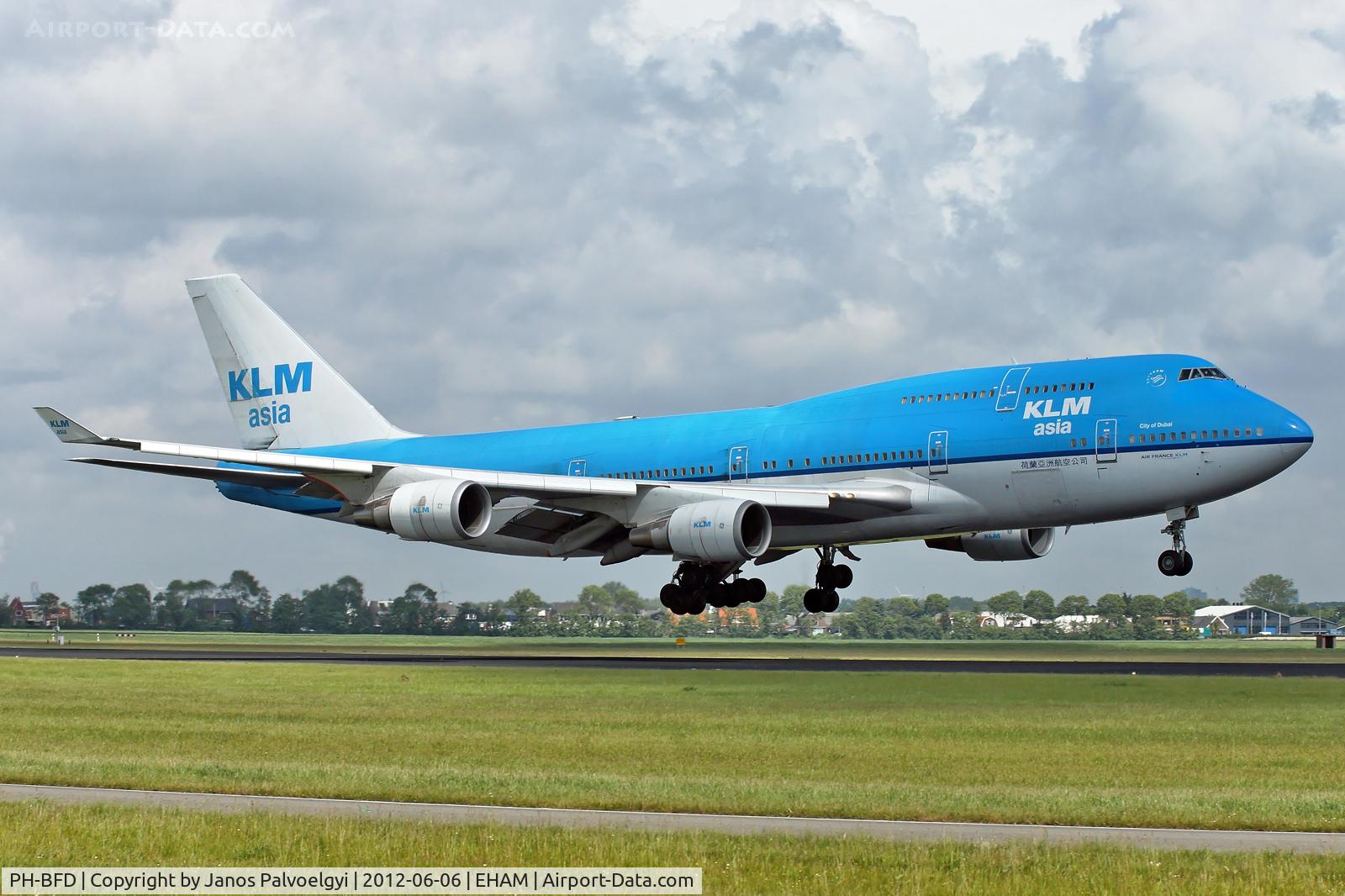 PH-BFD, 1989 Boeing 747-406BC C/N 24001, KLM Asia Boeing B747-406M landing in EHAM/AMS