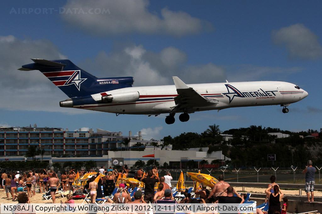 N598AJ, 1979 Boeing 727-212 C/N 21947, Over famous Maho Beach