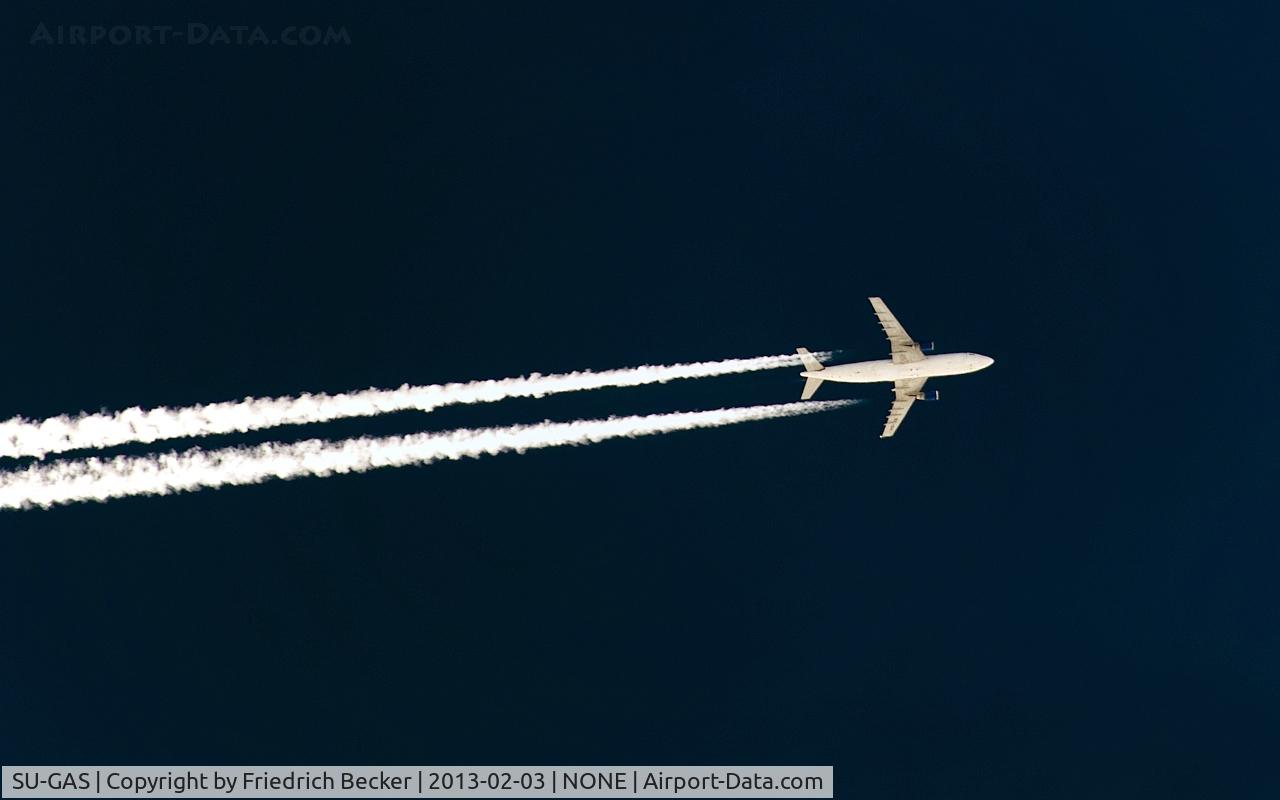 SU-GAS, 1990 Airbus A300B4-622R C/N 561, EgyptAir Cargo, MSX520, Cairo - Ostende, cruising at FL320 above Ramstein AB
