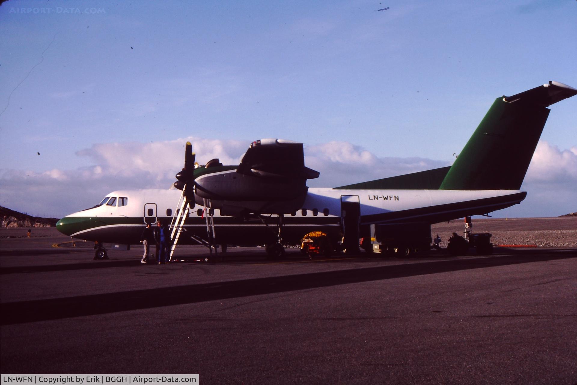 LN-WFN, 1980 De Havilland Canada DHC-7-102 Dash 7 Dash 7 C/N 28, By Erik Oxtorp. The DHC-7 on delivery for Wideroe
