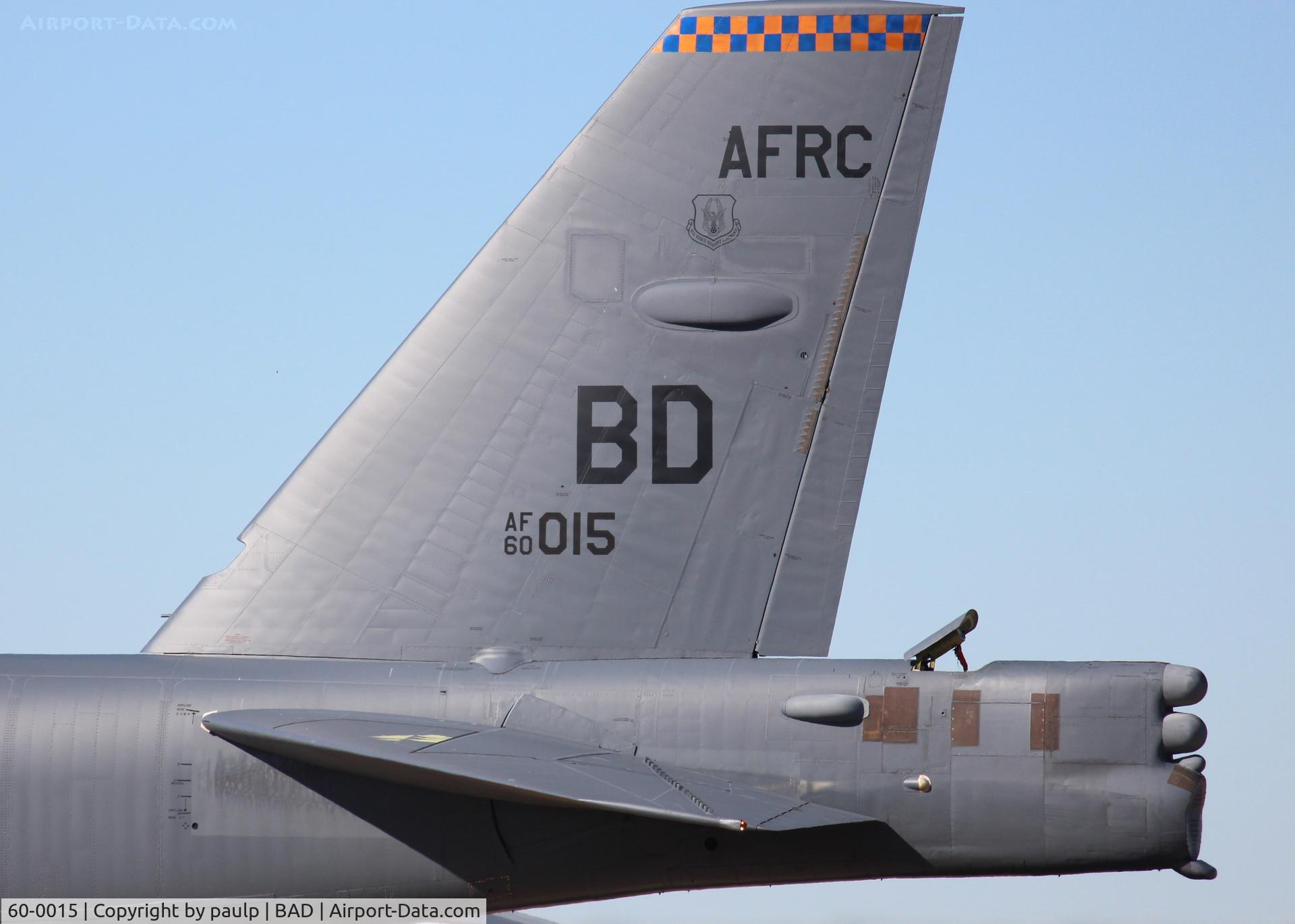 60-0015, 1960 Boeing B-52H Stratofortress C/N 464380, At Barksdale Air Force Base. Just dropped the drag chute.