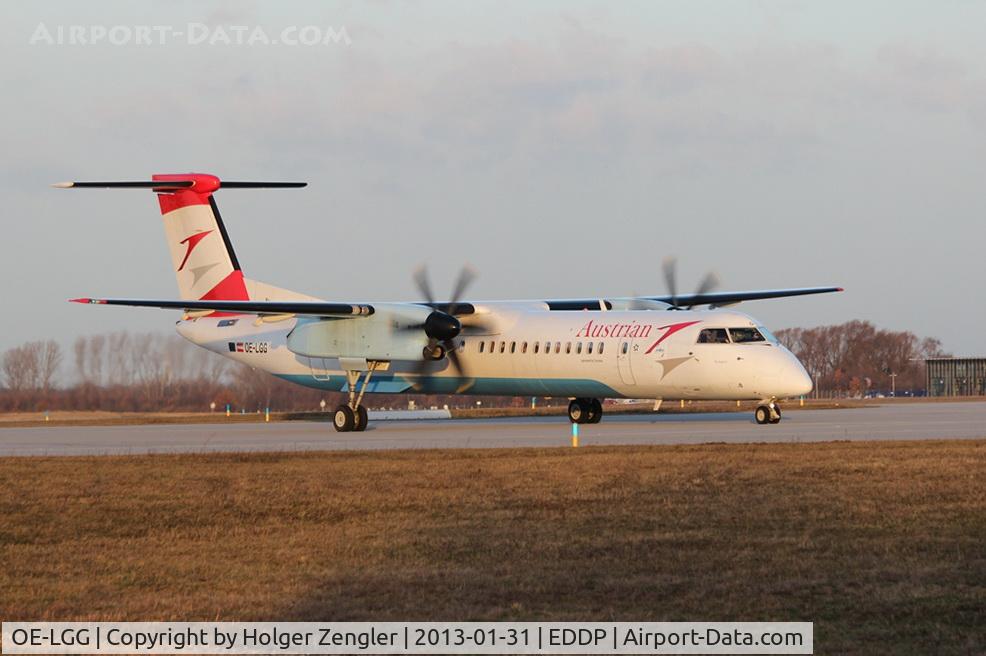 OE-LGG, 2002 De Havilland Canada DHC-8-402Q Dash 8 C/N 4074, Morning shuttle to VIE on taxi to rwy 26R...
