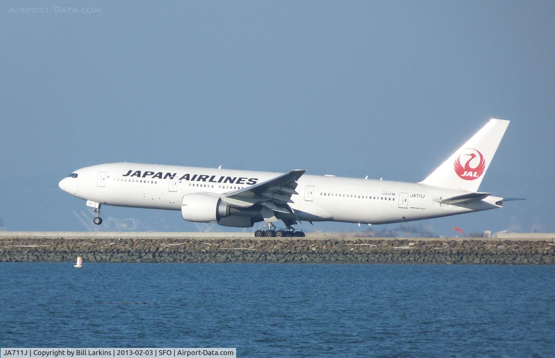 JA711J, 2005 Boeing 777-246/ER C/N 33396, Arriving at San Francisco.