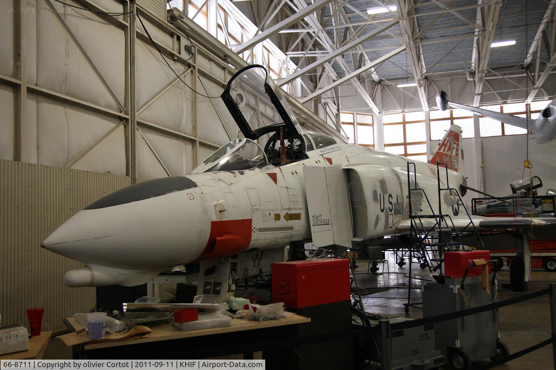 66-8711, 1966 McDonnell F-4D Phantom II C/N 2483, The museum crew is working on this plane. This phantom will be one of the four gate guardians of the museum.