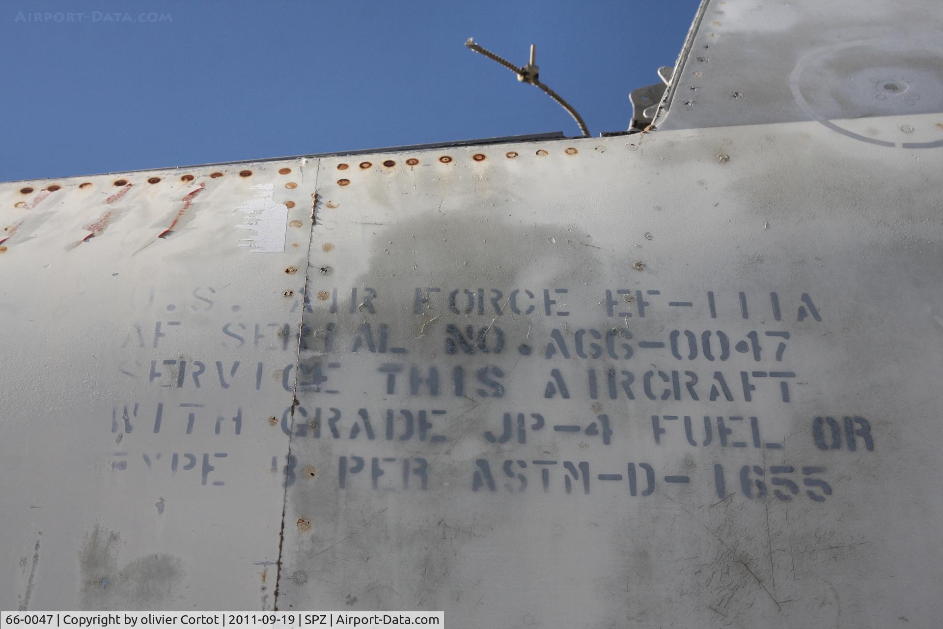 66-0047, 1966 General Dynamics EF-111A Raven C/N EF-08, data markings