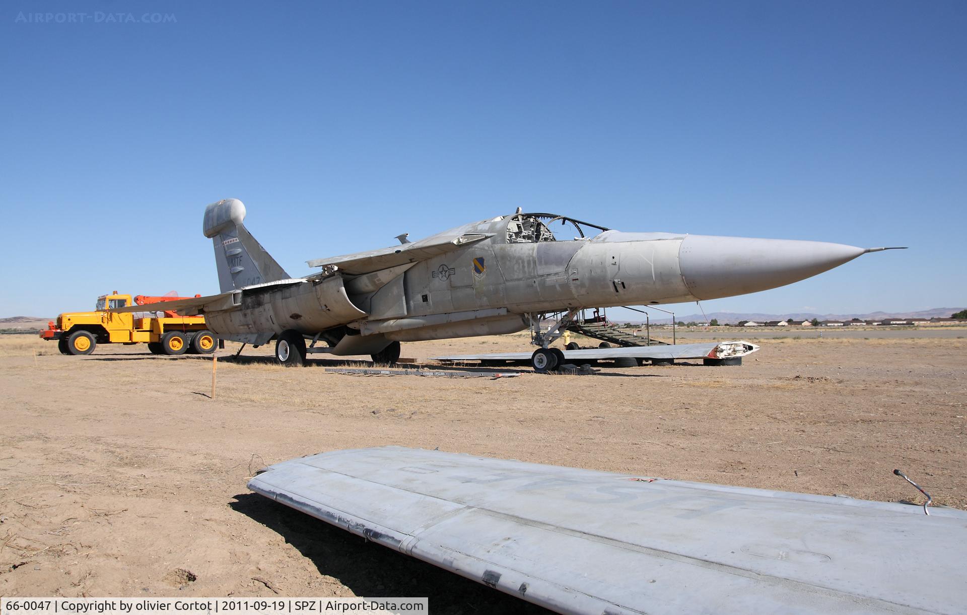 66-0047, 1966 General Dynamics EF-111A Raven C/N EF-08, The airport crew is looking for a canopy.