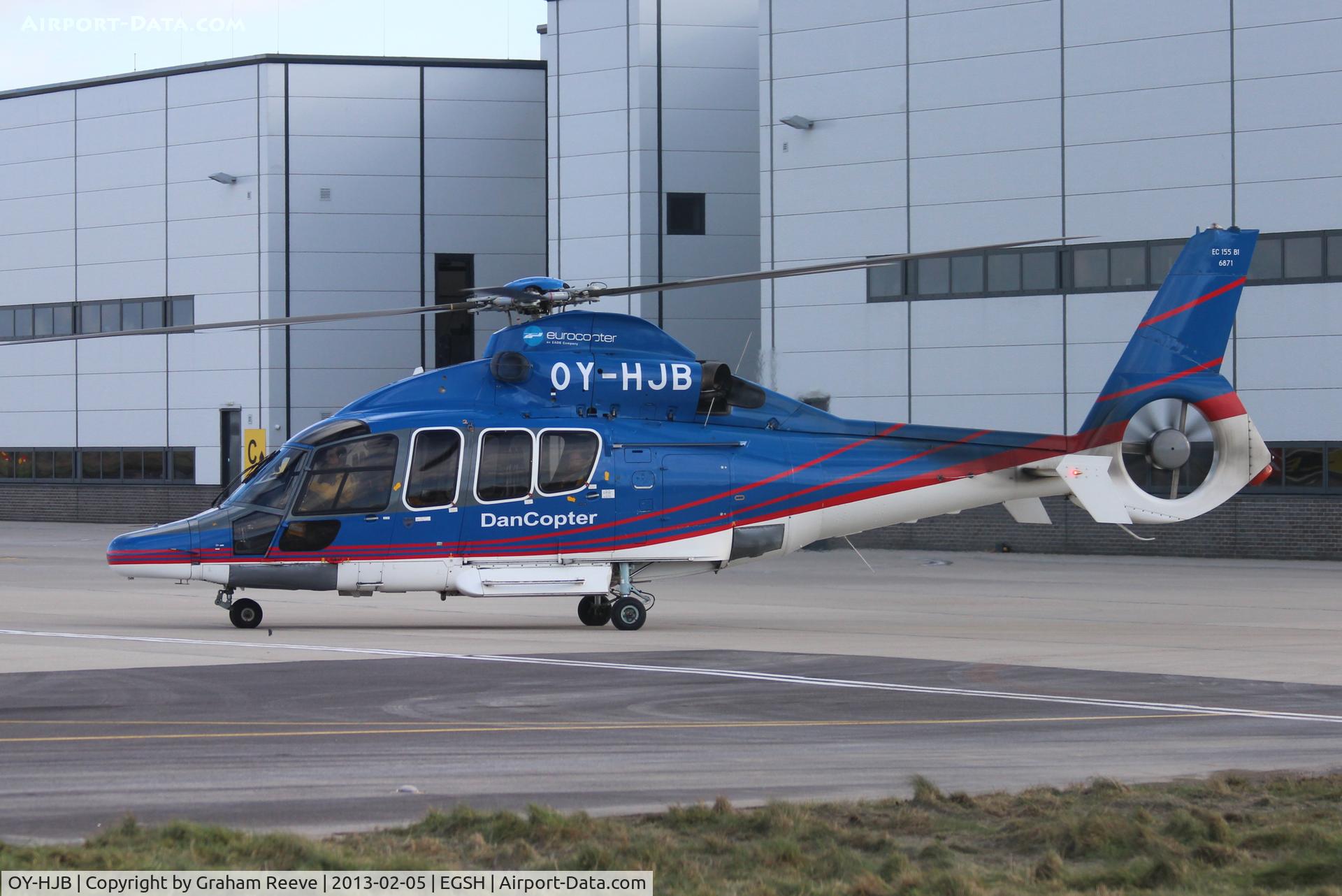 OY-HJB, 2009 Eurocopter EC-155B-1 C/N 6871, About to depart.