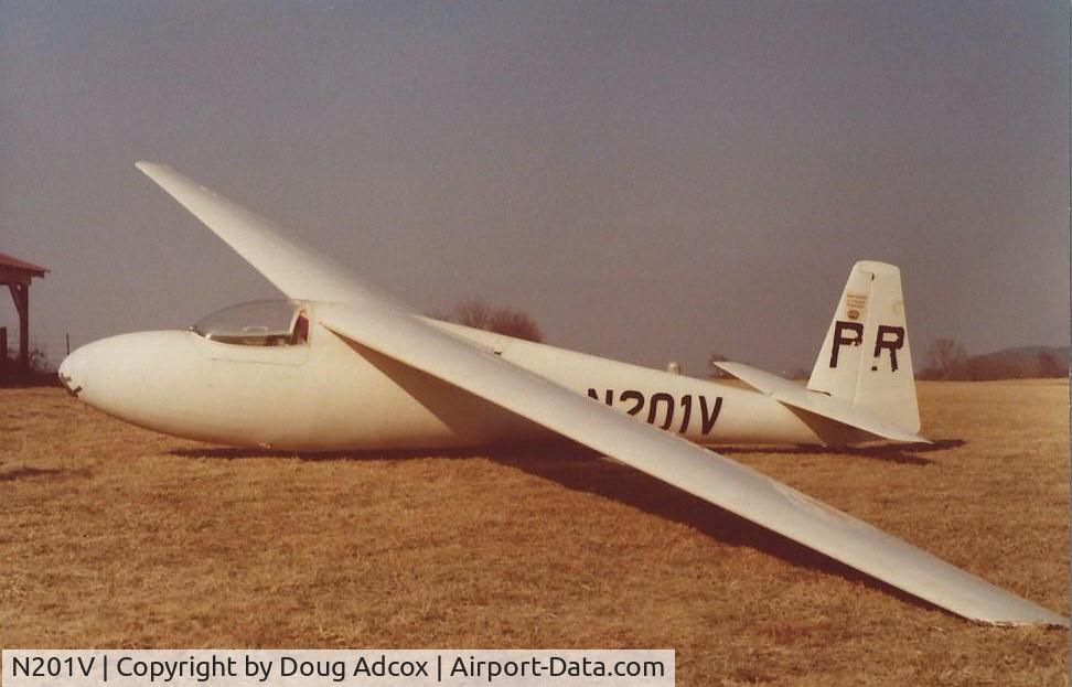 N201V, 1965 Schleicher Ka-6CR Rhonsegler C/N 6362, Photo taken at Chilhowee Gliderport, Benton, TN, 1978