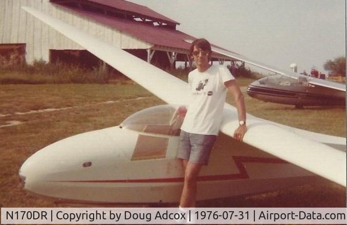 N170DR, 1962 Schleicher K-8B C/N 8190, Photo taken at Chilhowee Gliderport, Benton, TN, 1976. This was my first flight in a single-seat sailplane, and I subsequently logged many hours in this wonderful little ship.