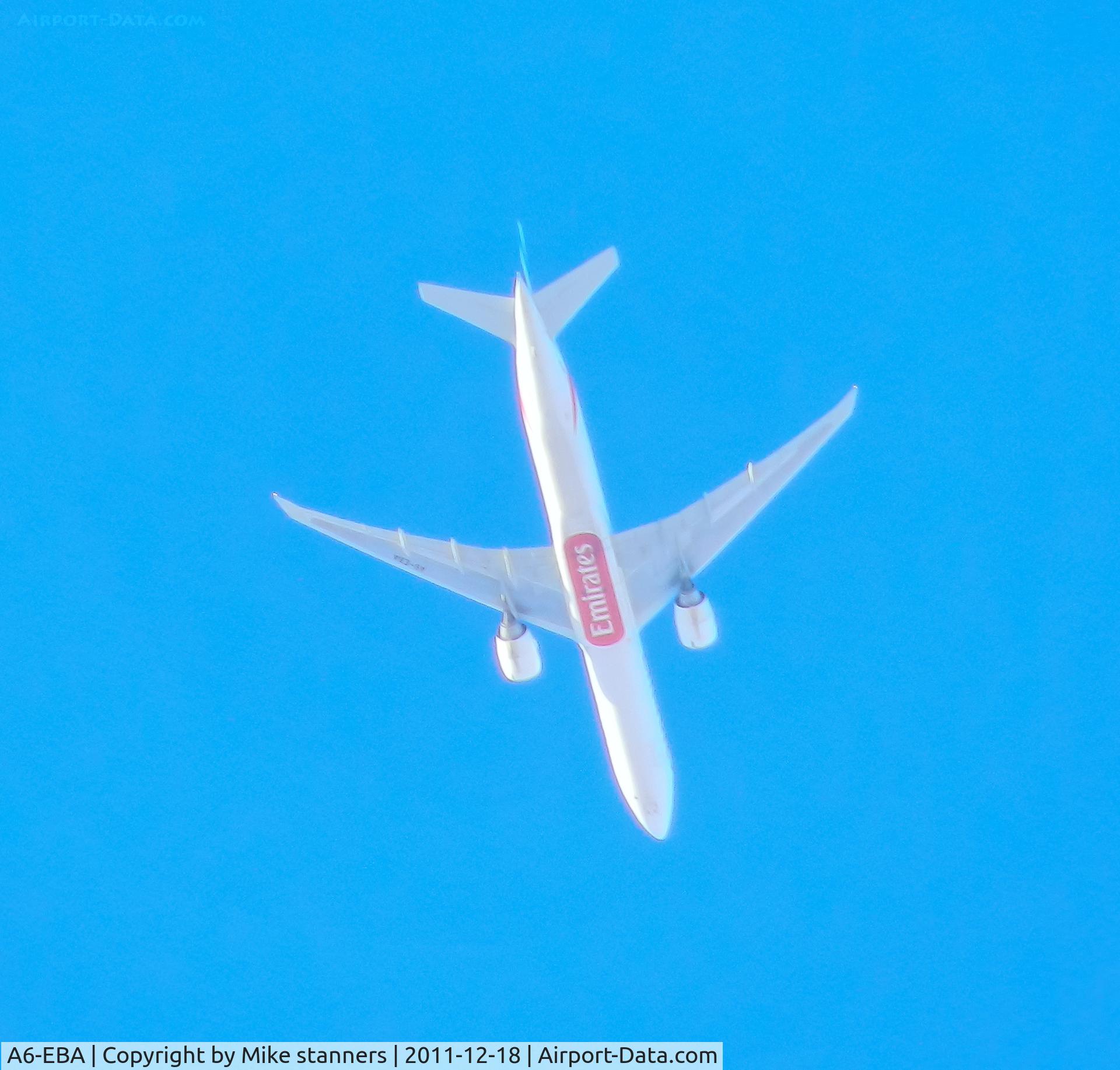 A6-EBA, 2005 Boeing 777-31H/ER C/N 32706, Emirates B777-300 Flying ott my house in galashiels,scotland on flight UAE27 DXB-GLA
