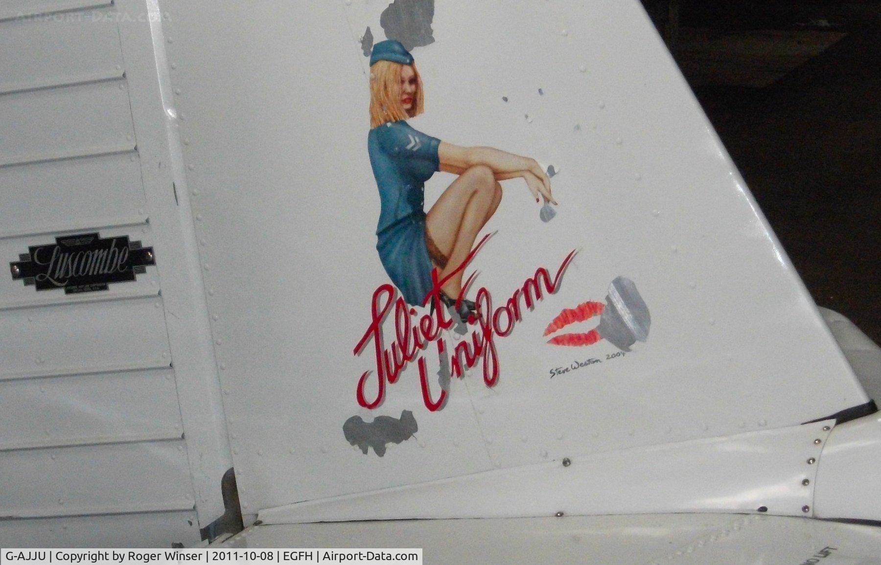 G-AJJU, 1946 Luscombe 8E Silvaire C/N 2295, Artwork on the starboard side of Silvaire Deluxe G-AJ Juliet Uniform.