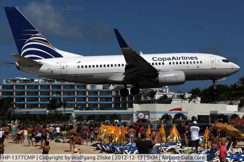 HP-1377CMP, 2002 Boeing 737-7V3 C/N 30462, Over famous Maho Beach