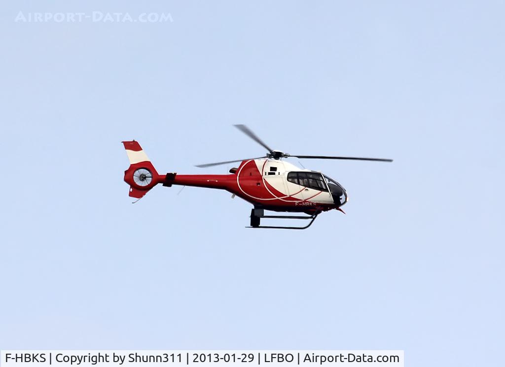 F-HBKS, 2009 Eurocopter EC-120B Colibri NHE C/N 1622, Passing above rwy 32 to Montauban airfield...