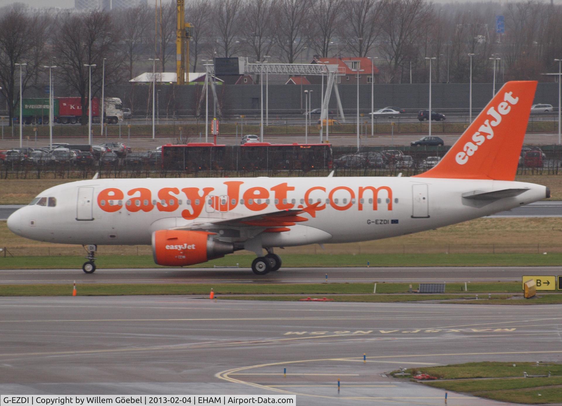 G-EZDI, 2008 Airbus A319-111 C/N 3537, Arrival on Schiphol Airport and taxi to his gate.