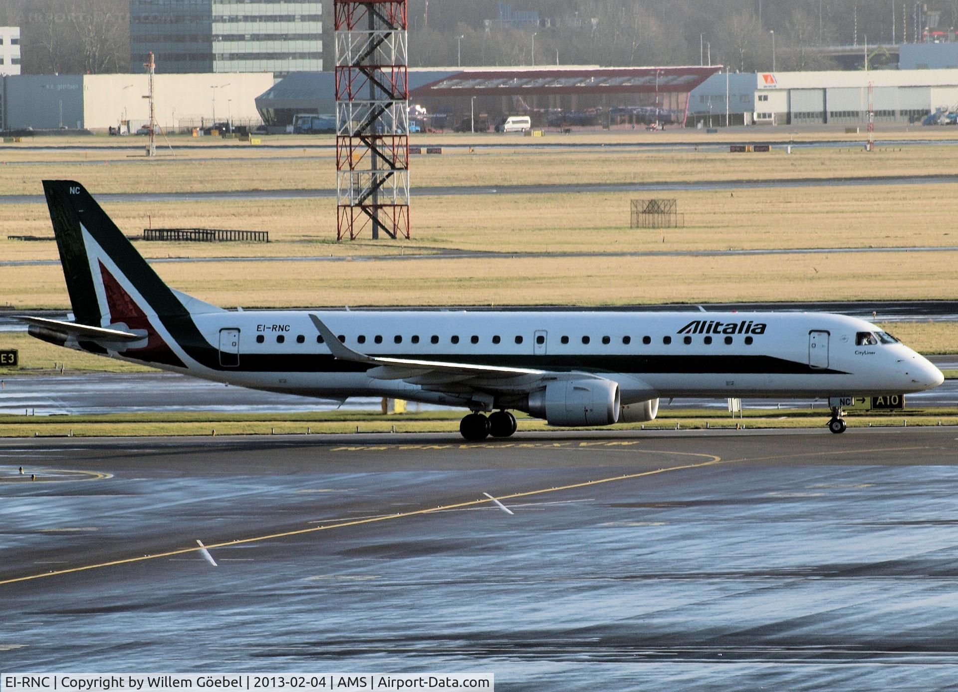 EI-RNC, 2011 Embraer 190LR (ERJ-190-100LR) C/N 19000503, Arrival on Schiphol Airport and taxi to his gate.