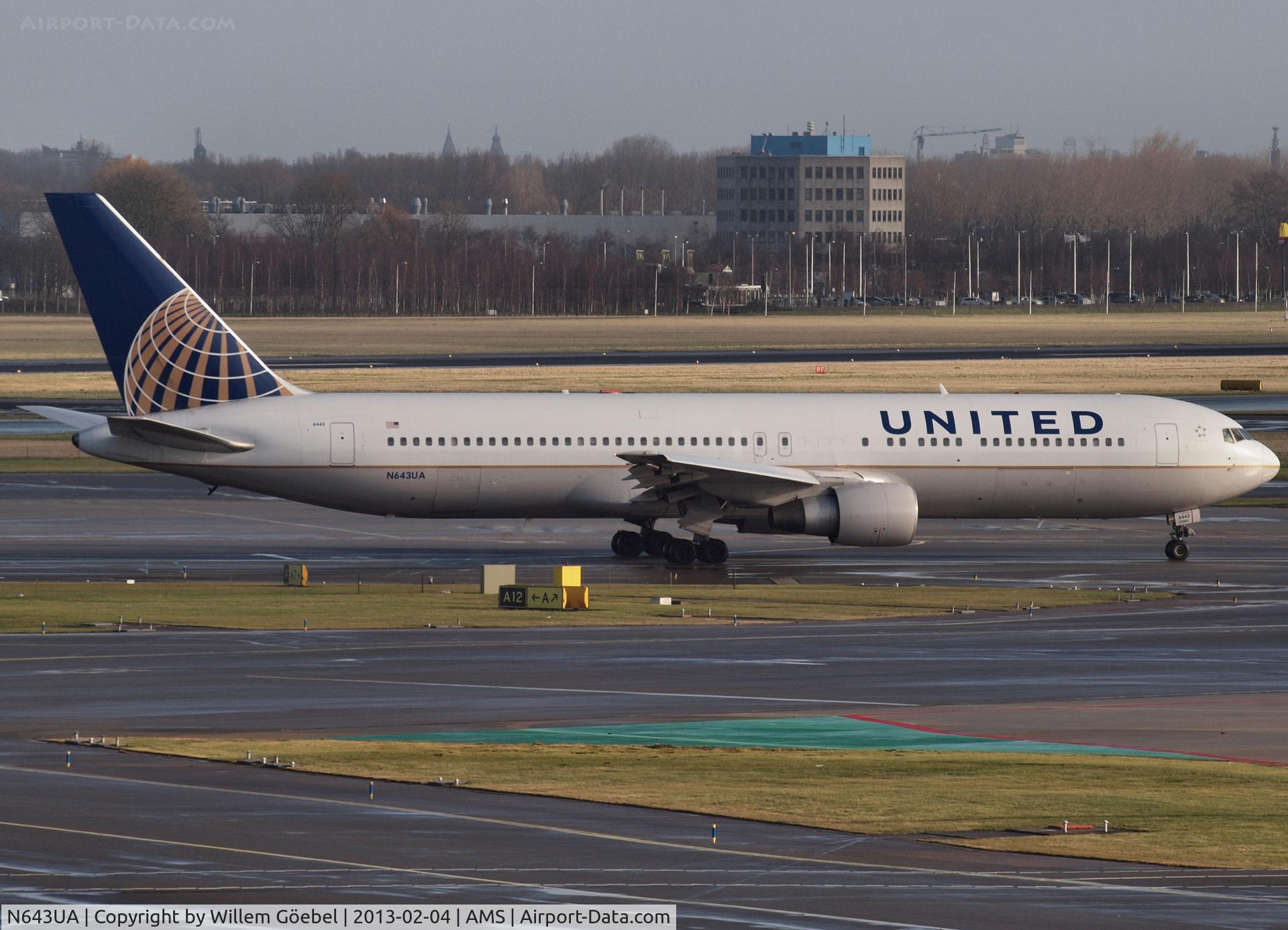 N643UA, 1991 Boeing 767-322/ER C/N 25093, Taxi to runway 24 of Schiphol Airport