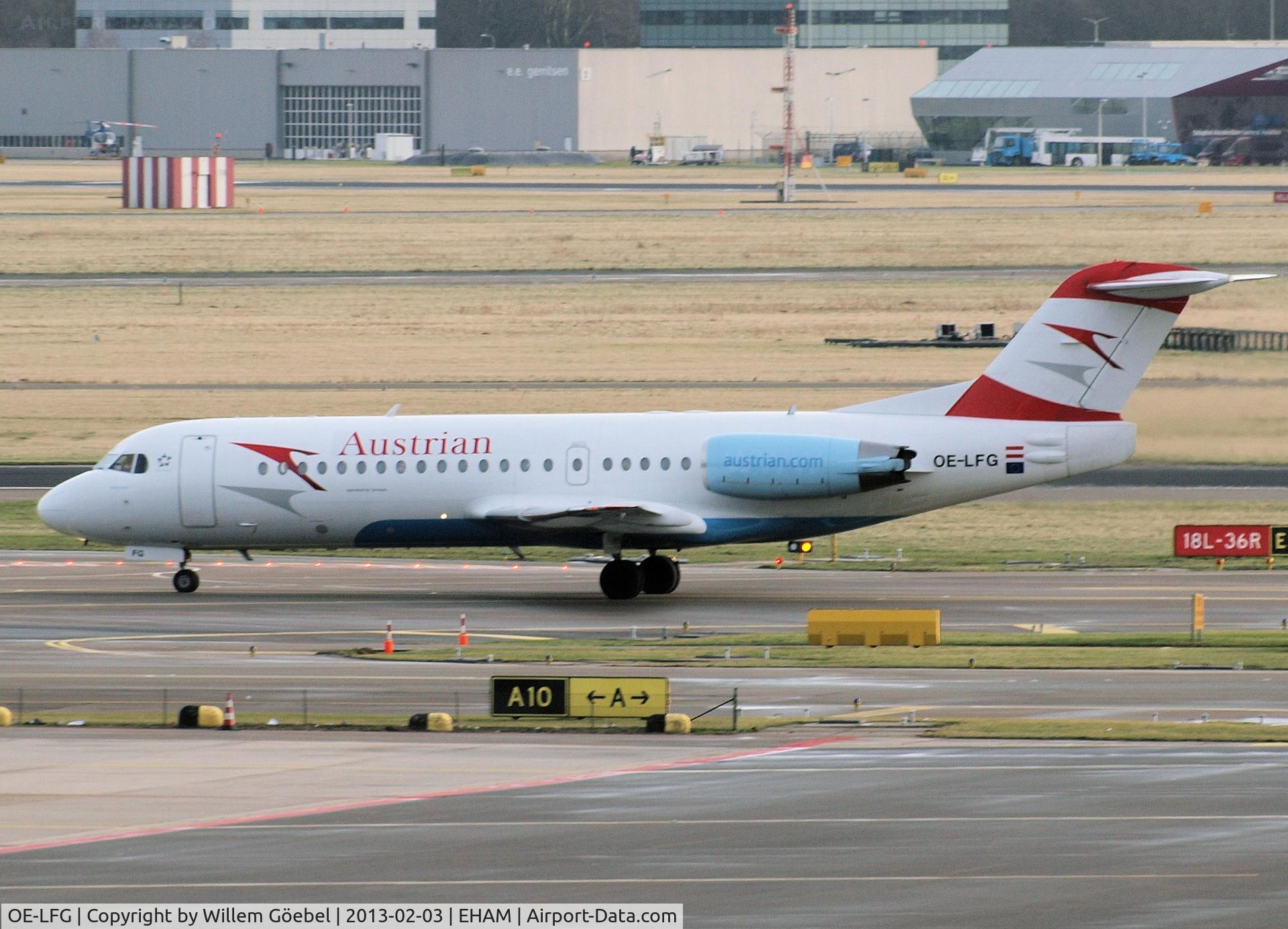 OE-LFG, 1995 Fokker 70 (F-28-0070) C/N 11549, Taxi to runway 24 for take off.