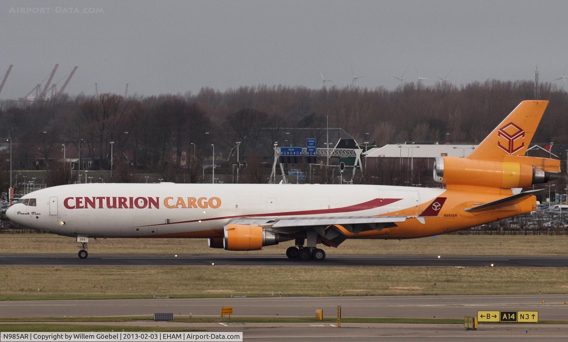 N985AR, 1992 McDonnell Douglas MD-11F C/N 48430, Landing on runway 27 of Schiphol Airport