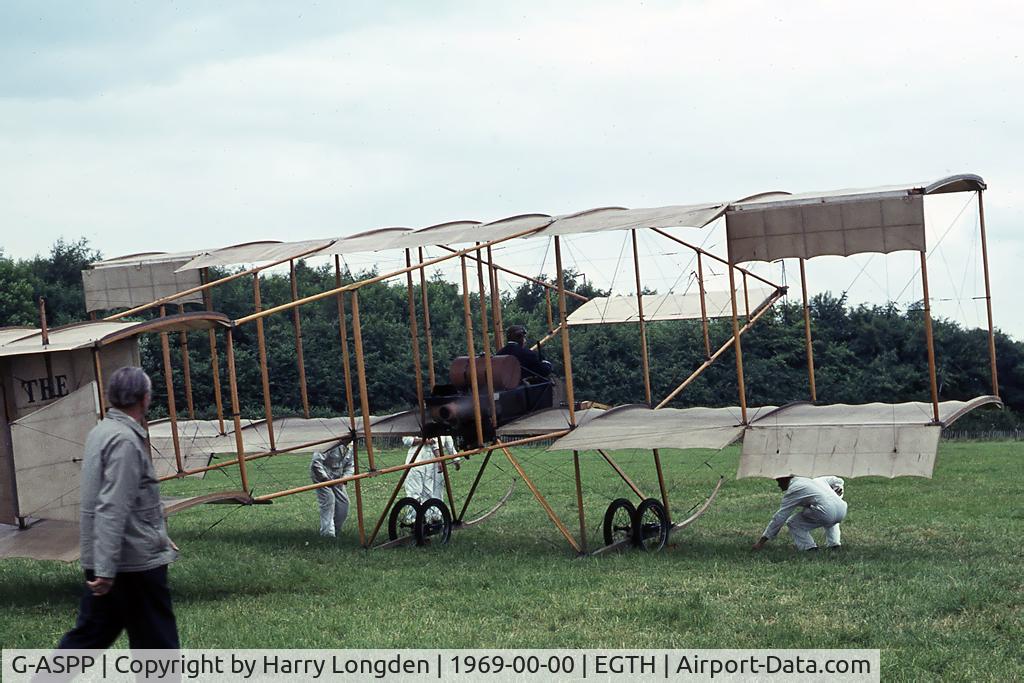 G-ASPP, 1964 Bristol Boxkite Replica C/N BM.7279, Bristol Boxkite (replica) at Old Warden in 1969.