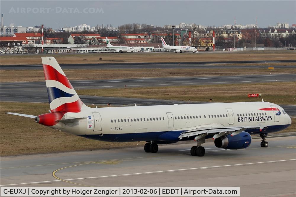 G-EUXJ, 2007 Airbus A321-231 C/N 3081, Since a while BA is sending larger equipment to TXL. All those funny guys on visitor´s terrace are much gratefull to that decision.....
