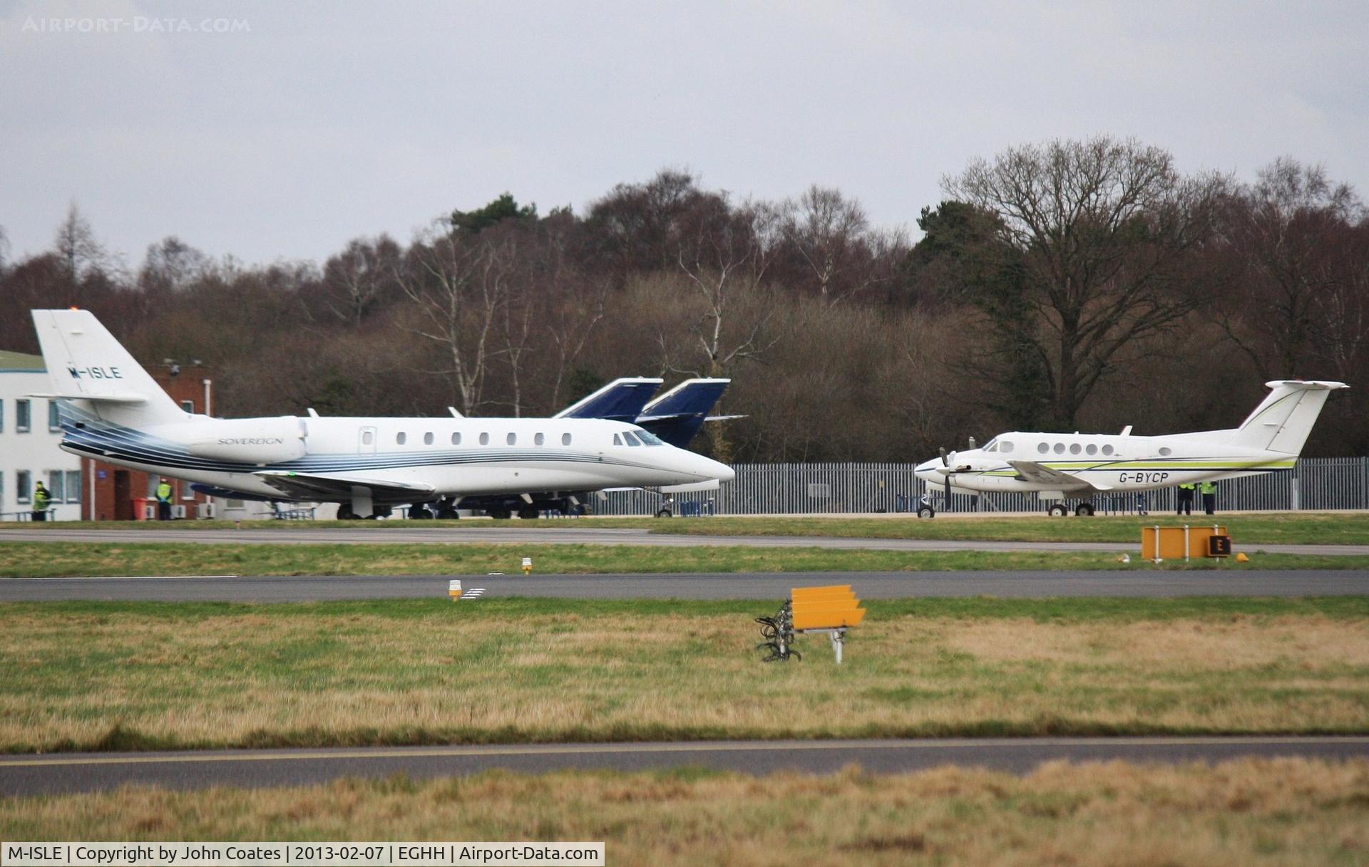 M-ISLE, 2009 Cessna 680 Citation Sovereign C/N 680-0265, Taxies past Cobham to depart.