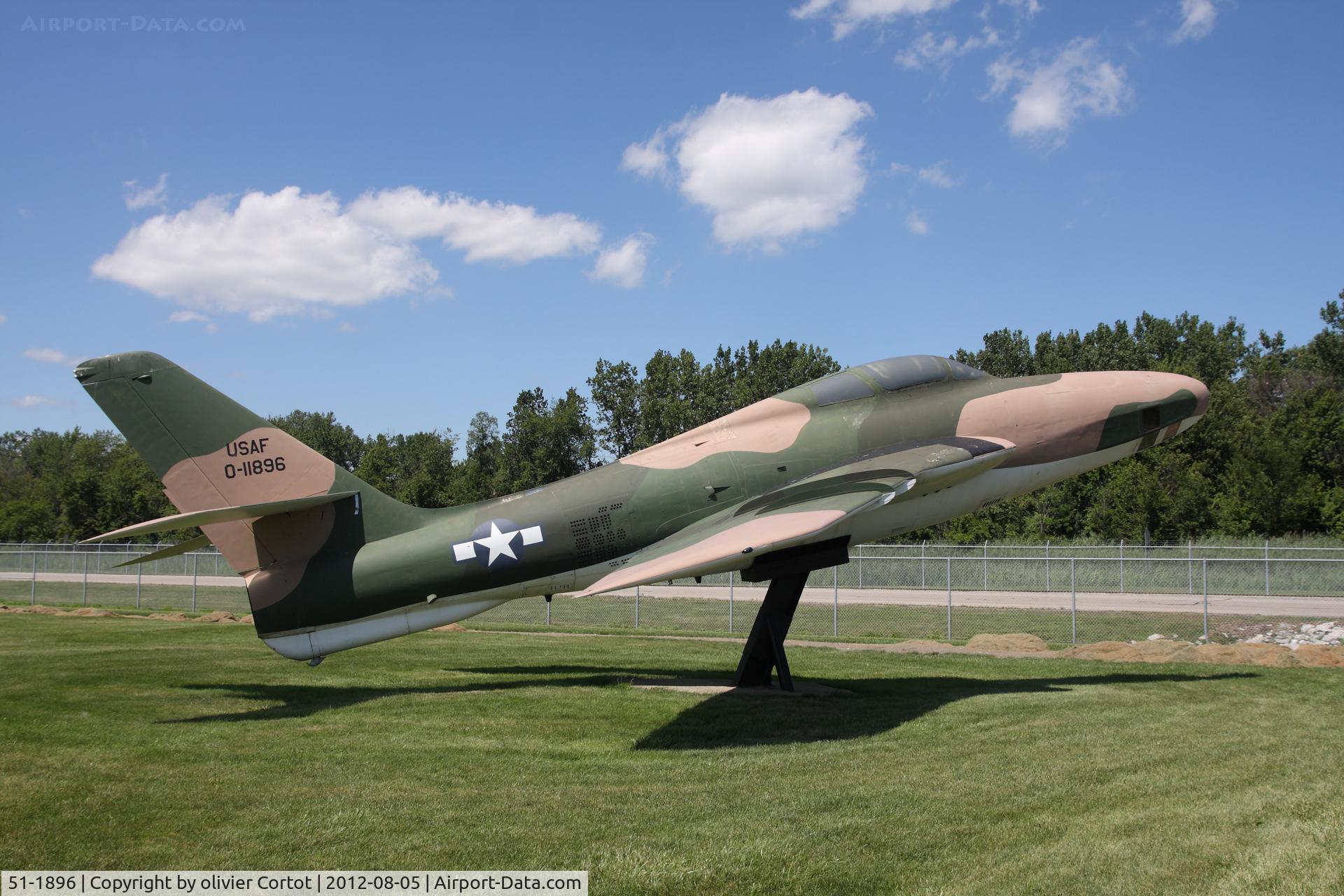 51-1896, 1951 Republic RF-84F Thunderflash C/N Not found 51-1896, on pylon at the Selfridge air museum