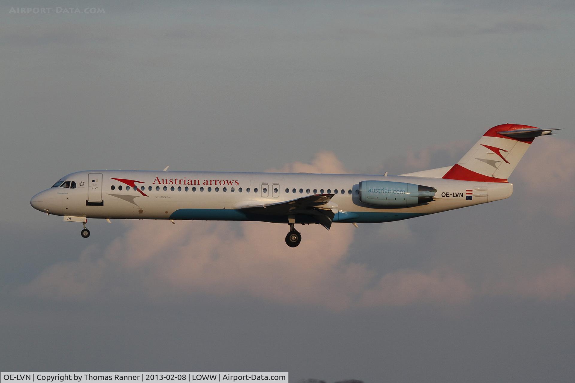 OE-LVN, 1991 Fokker 100 (F-28-0100) C/N 11367, Austrian Arrows Fokker 100
