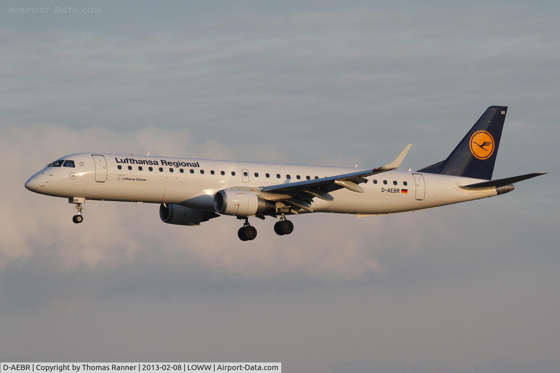 D-AEBR, 2012 Embraer 195LR  (ERJ-190-200LR) C/N 19000558, Lufthansa CityLine Embraer 190