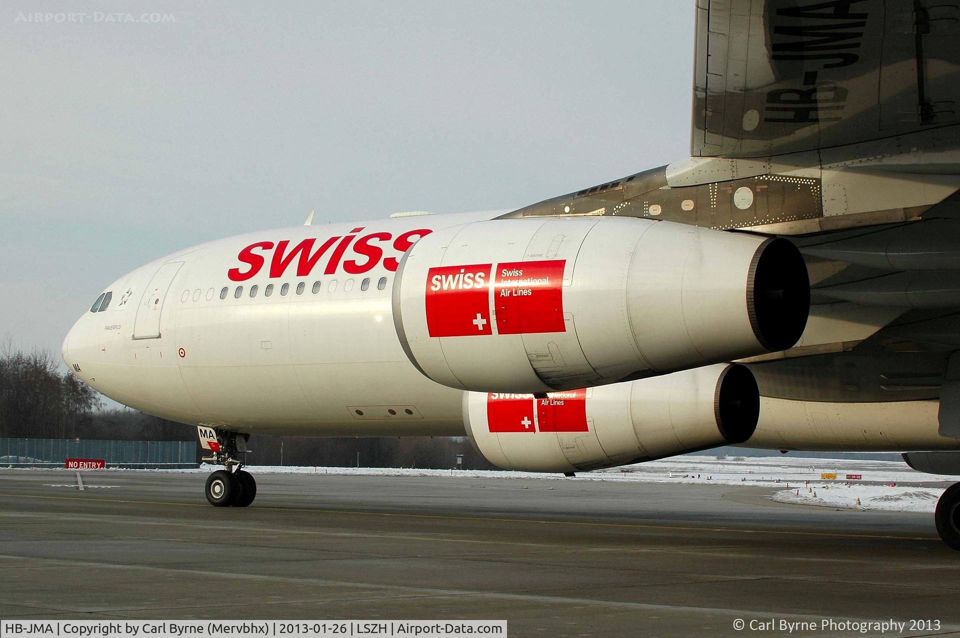 HB-JMA, 2003 Airbus A340-313 C/N 538, Taken on a Buch Air apron tour.