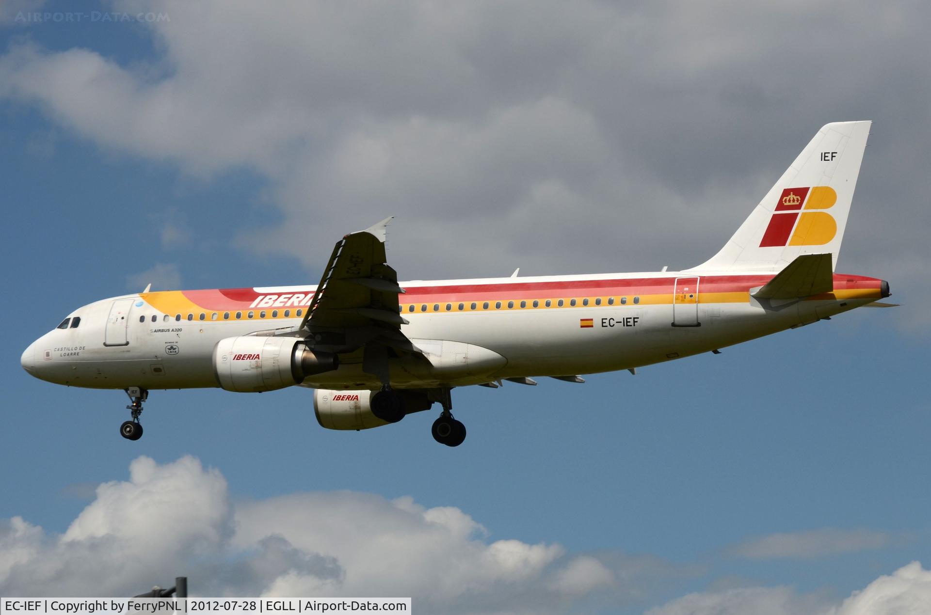 EC-IEF, 2001 Airbus A320-214 C/N 1655, Iberia landing in LHR