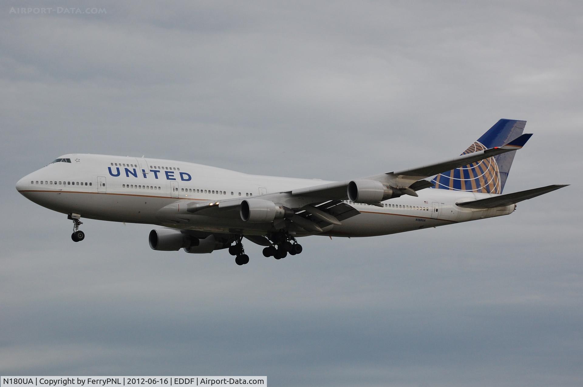 N180UA, 1991 Boeing 747-422 C/N 25224, UA B744 arriving at FRA