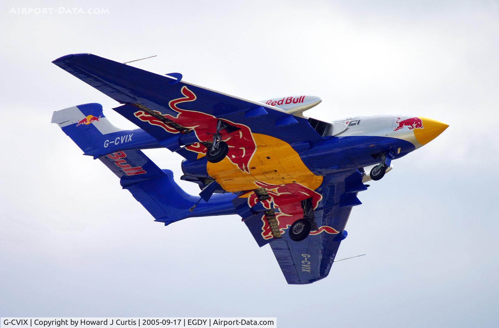 G-CVIX, 1963 De Havilland DH-110 Sea Vixen D.3 C/N 10132, Here in Red Bull colours. It now flies in Fleet Air Arm colours again.