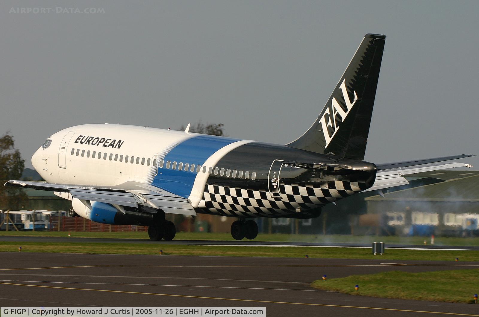 G-FIGP, 1983 Boeing 737-2E7 C/N 22875, Caught on landing from the old museum viewing area.