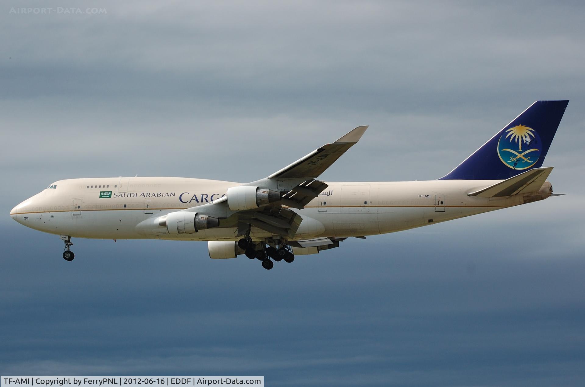 TF-AMI, 1992 Boeing 747-412 C/N 27066, Saudia B744 freighter arriving in FRA