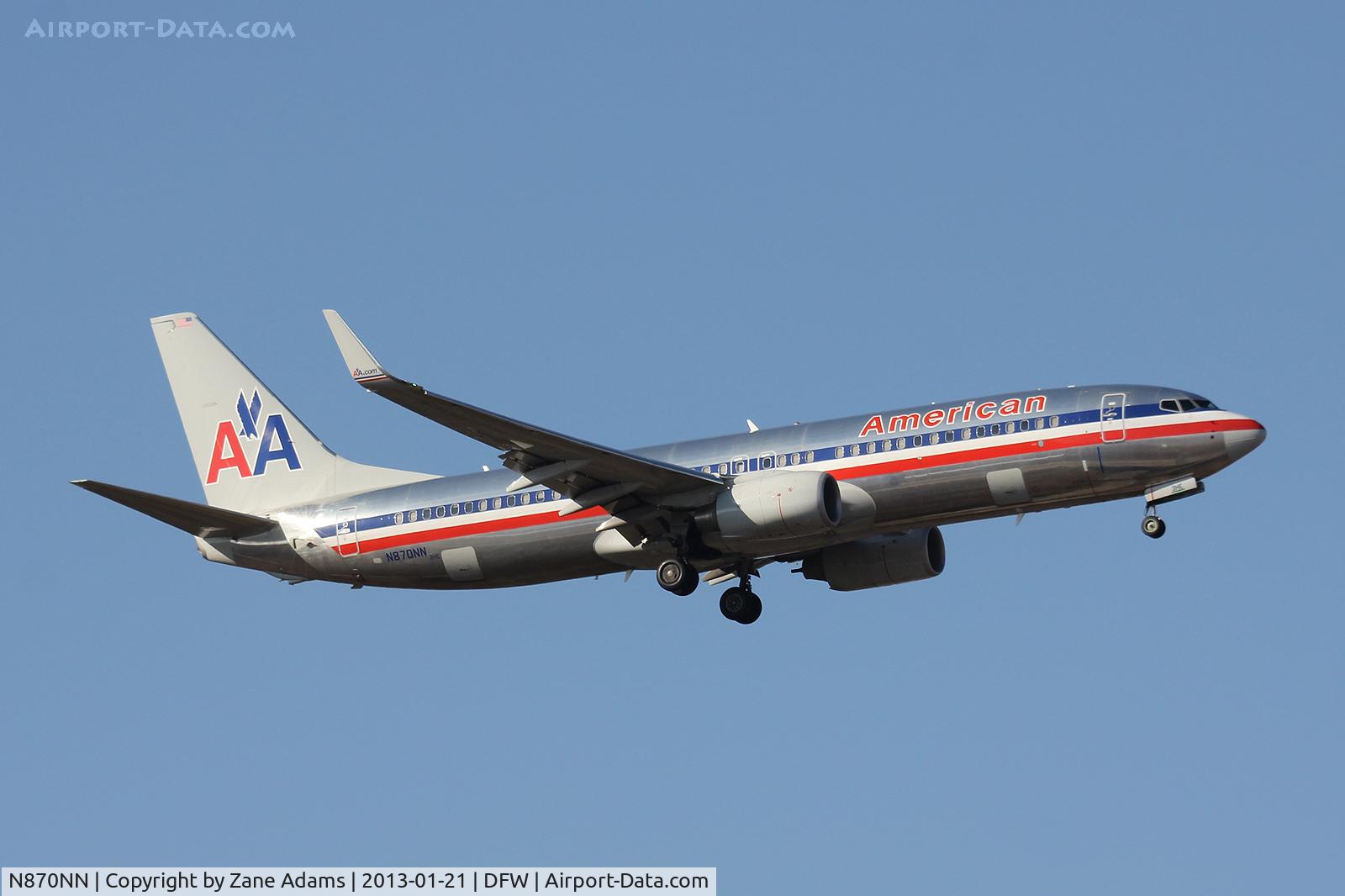 N870NN, 2011 Boeing 737-823 C/N 40765, American Airlines landing at DFW Airport
