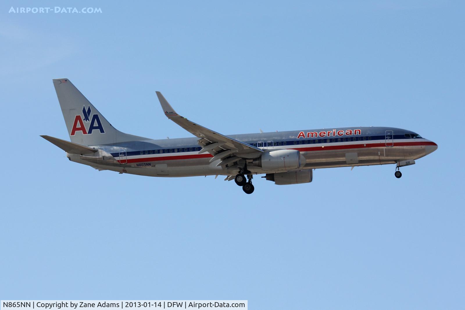 N865NN, 2010 Boeing 737-823 C/N 29554, American Airlines landing at DFW Airport