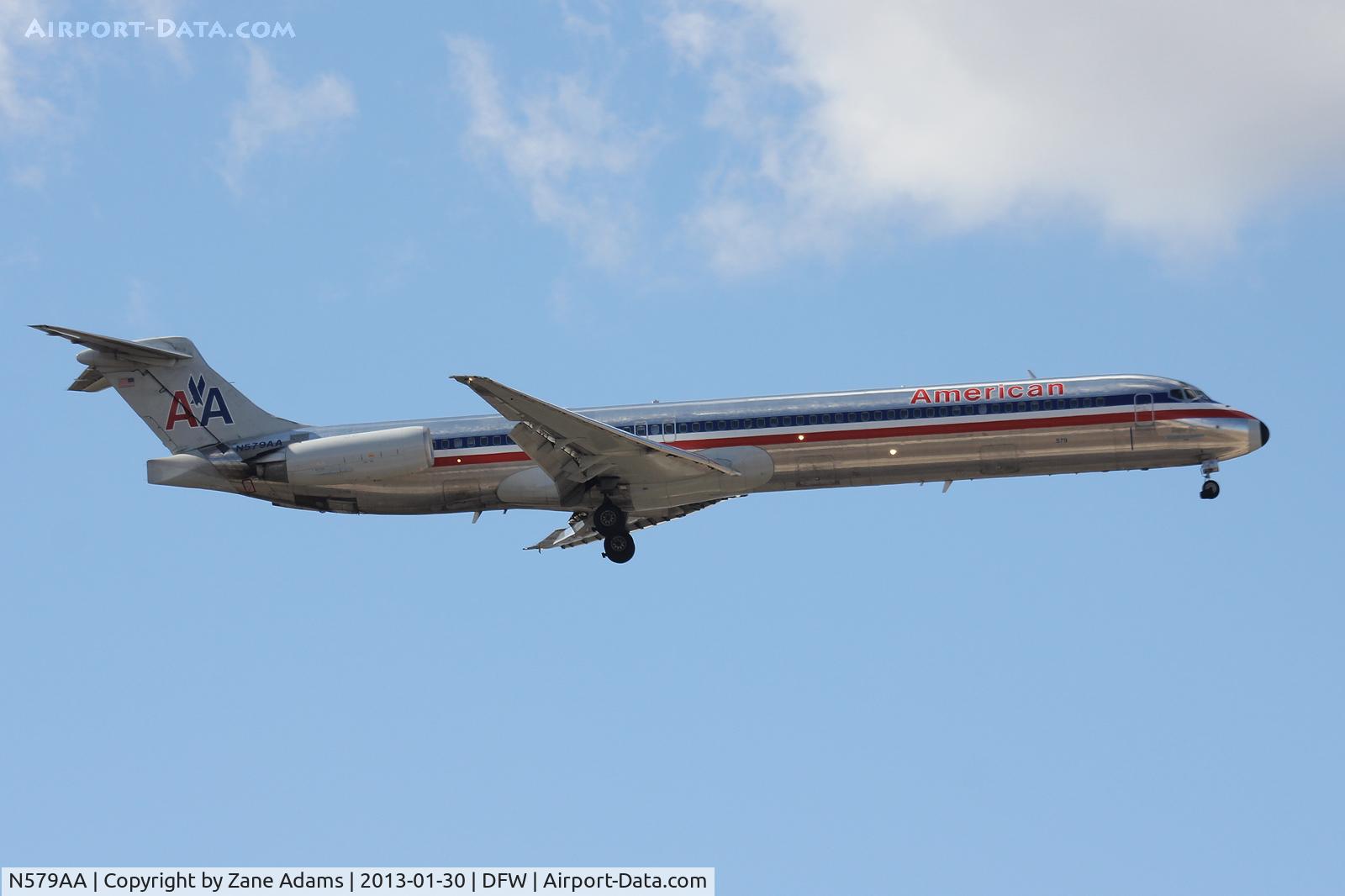 N579AA, 1991 McDonnell Douglas MD-82 (DC-9-82) C/N 53156, American Airlines landing at DFW Airport