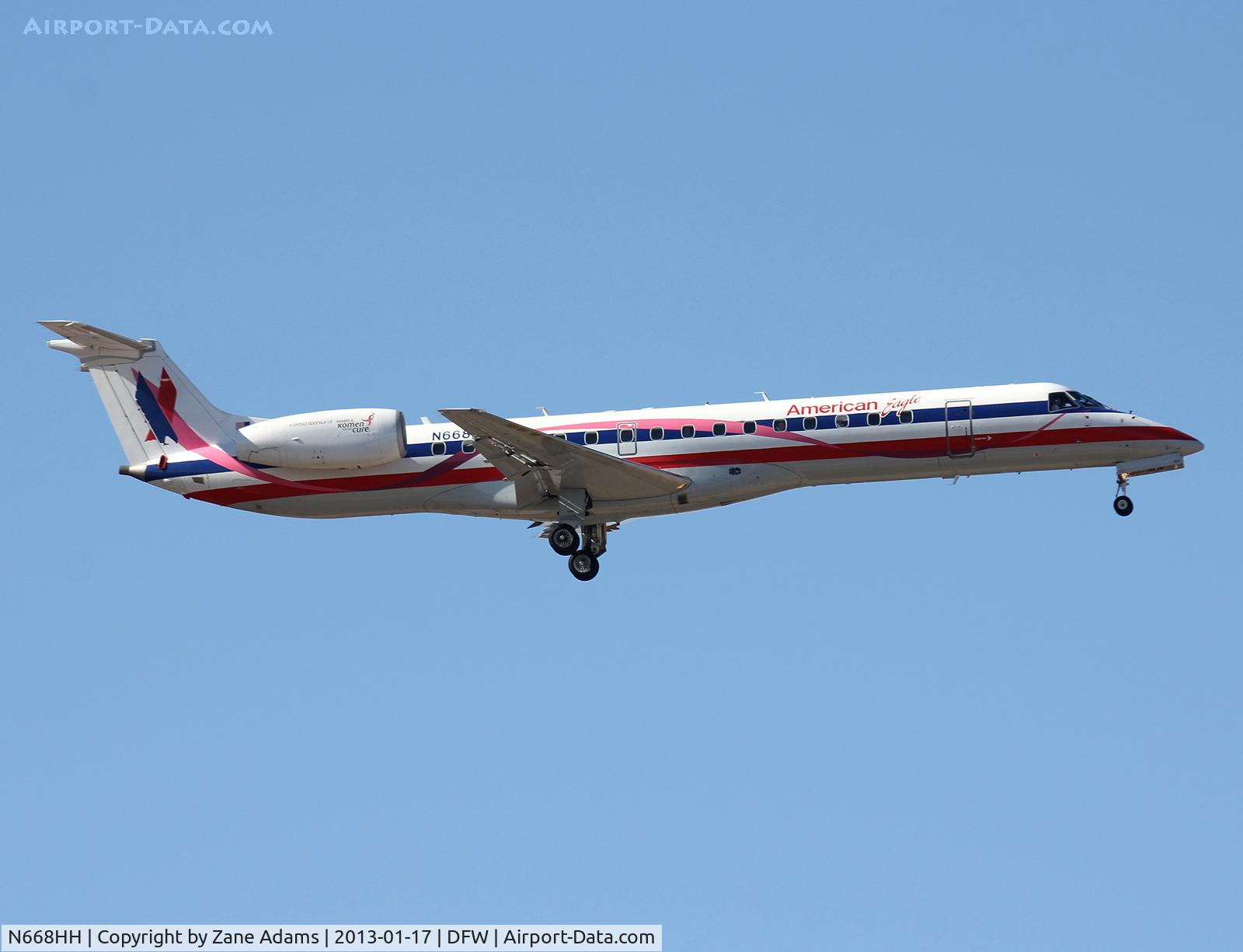 N668HH, 2004 Embraer ERJ-145LR (EMB-145LR) C/N 145785, American Eagle landing at DFW Airport