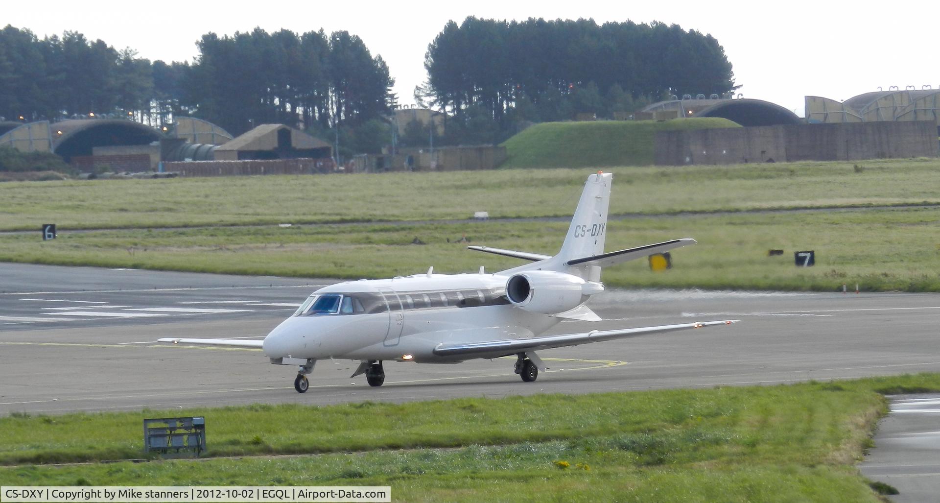 CS-DXY, 2008 Cessna 560 Citation Excel XLS C/N 560-5791, Netjets Citation XLs arrives at RAF Leuchars for the dunhill links championship golf tournament