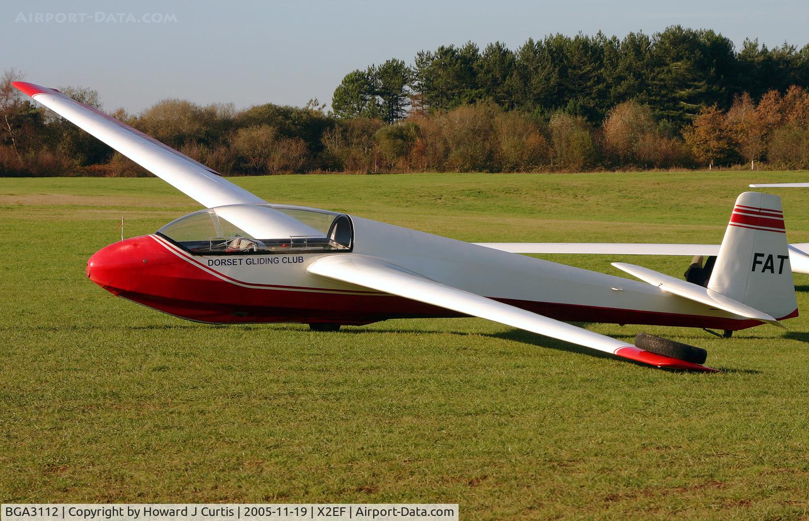 BGA3112, 1976 Schleicher ASK-13 C/N 13528, At the Dorset Gliding Club airfield at Eyres Field, Gallows Hill. Now G-DFAT.