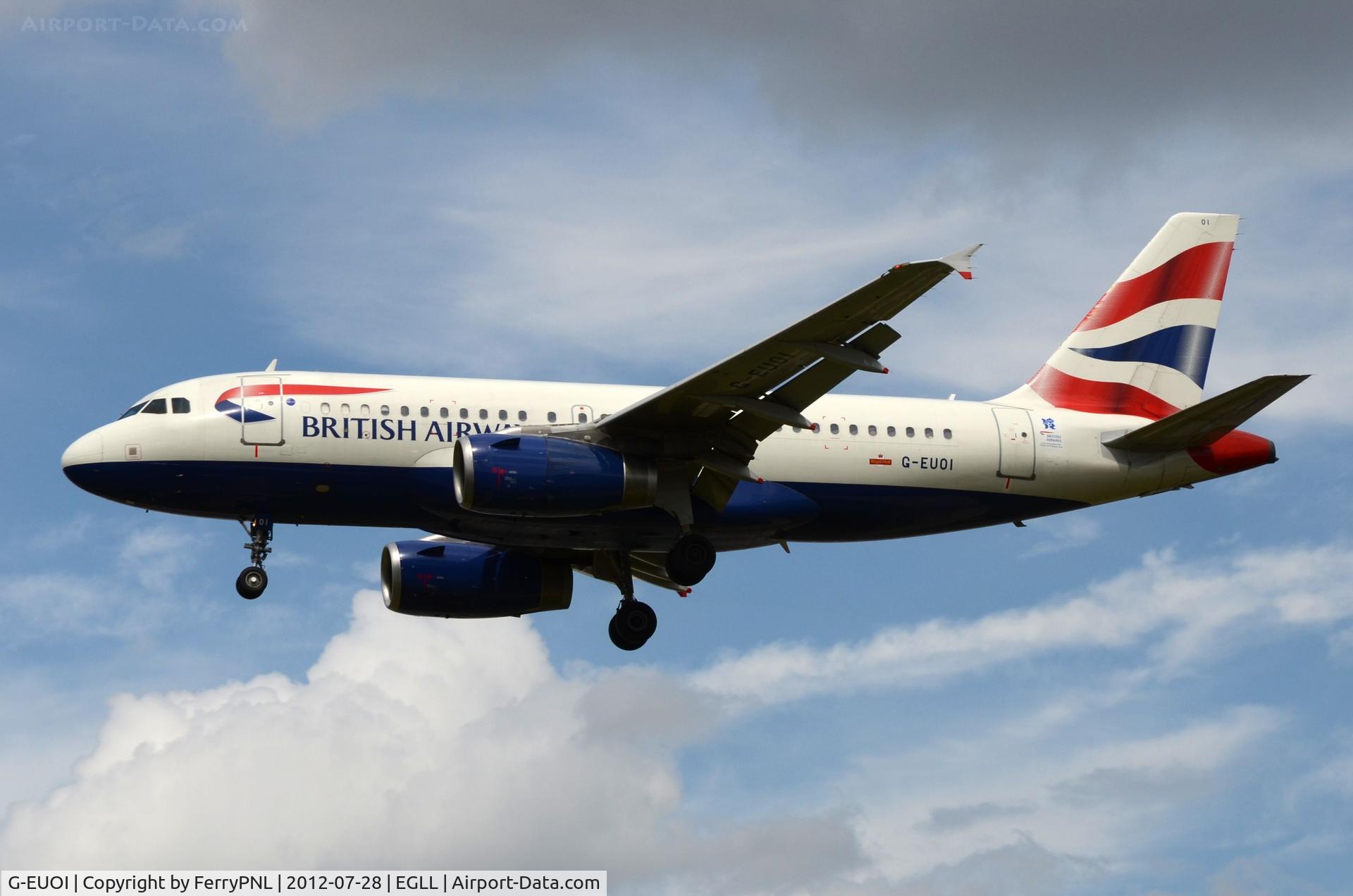 G-EUOI, 2001 Airbus A319-131 C/N 1606, BA A319 arriving