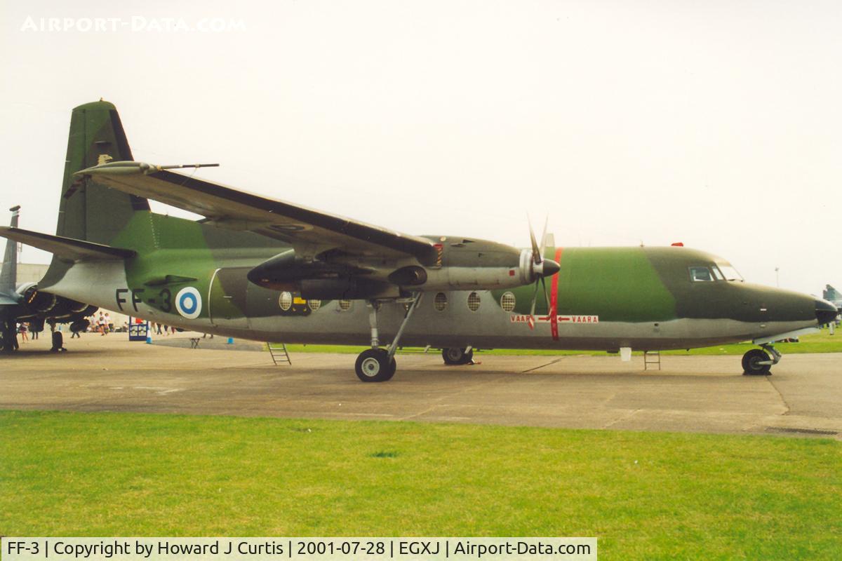 FF-3, 1983 Fokker F-27-400M Friendship C/N 10662, Finnish Air Force. At RIAT, 2001, RAF Cottesmore (now closed).