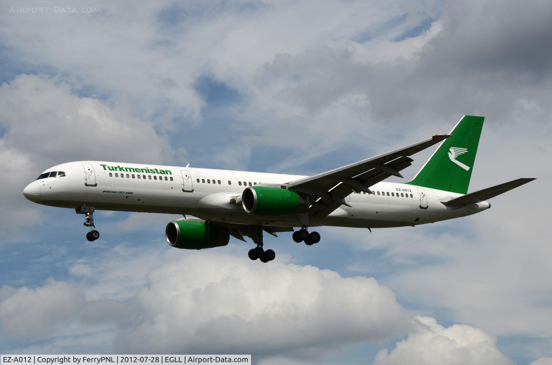 EZ-A012, 1996 Boeing 757-22K C/N 28337, Turkmenistan B752 landing in LHR